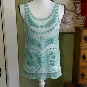 Turquoise sheer Lauren Conrad top